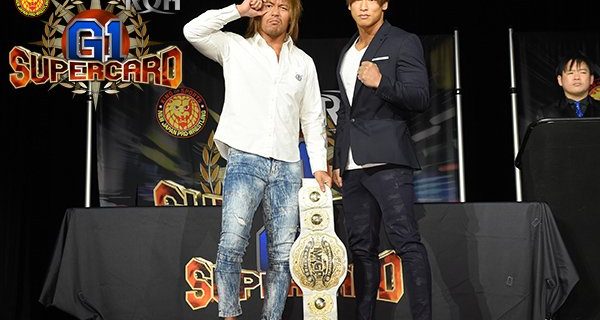 【新日本】「内藤さんの持っている白いベルトは“くすんで”いる」 飯伏がインターコンチネンタル王座奪取に意欲！  IWGPジュニア“3つ巴”戦は激しい視殺戦！＜4.5調印式（1）＞