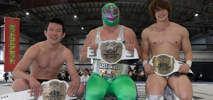 【DDT】ササダンゴが青木、上野とのトリオでKO-D6人タッグ王座初Vに成功し故郷に錦！次期挑戦者はハリマオに決定